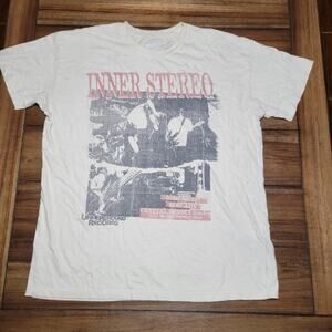 Hollister Beige Unisex Tee "Inner Stereo Underground Recordings" - Size Medium
